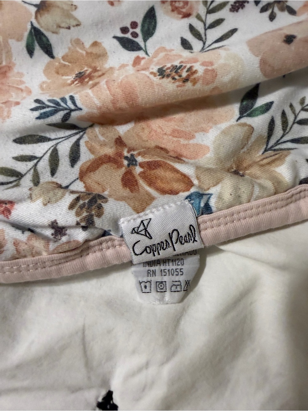 Copper Pearl Plush Hooded Baby Towel - Pink Trim with Floral Hood